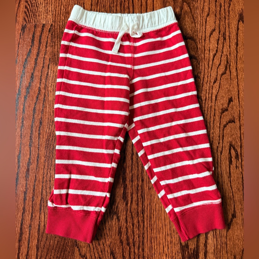 Carter's Red & White Striped Baby Holiday Sweatpants - Size 18 months